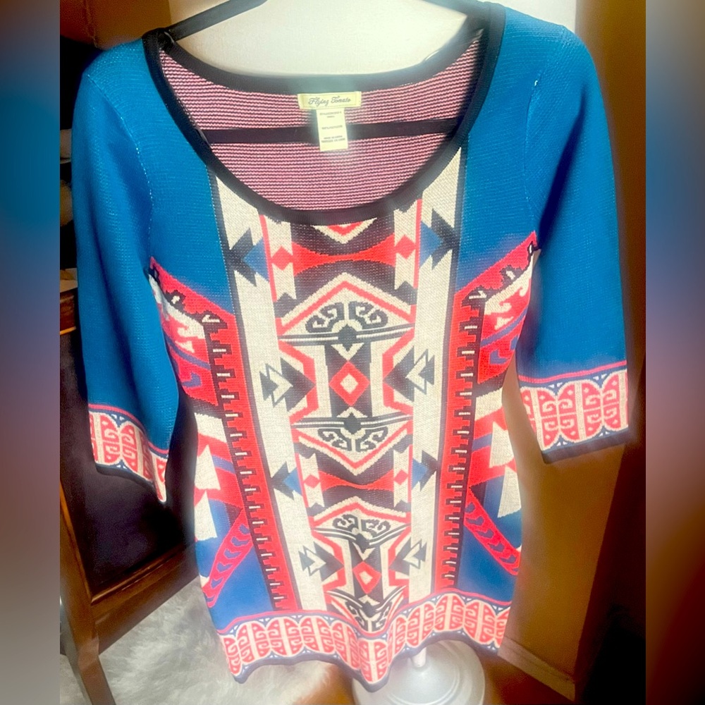 Beautiful Mini dress multi color. Size small. Brand Flying Tomato.